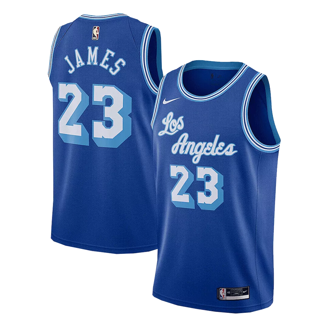 Men's Los Angeles Lakers James #23 Blue Hardwood Classics Jersey 2020 - Classic Edition