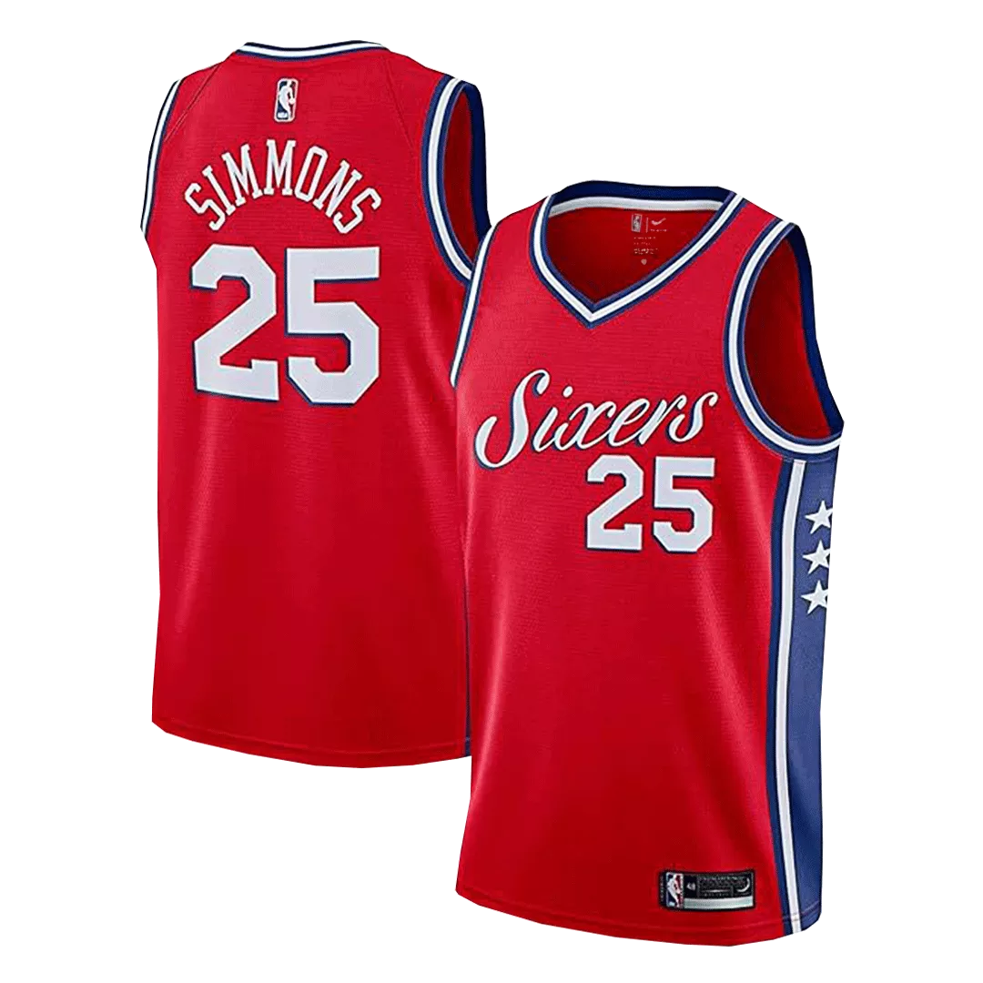 Men's Philadelphia 76ers Simmons #25 Red Swingman Jersey - Statement Edition - thejerseys