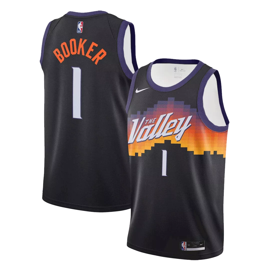 Men's Phoenix Suns Booker #1 Black Swingman Jersey 2021 - City Edition