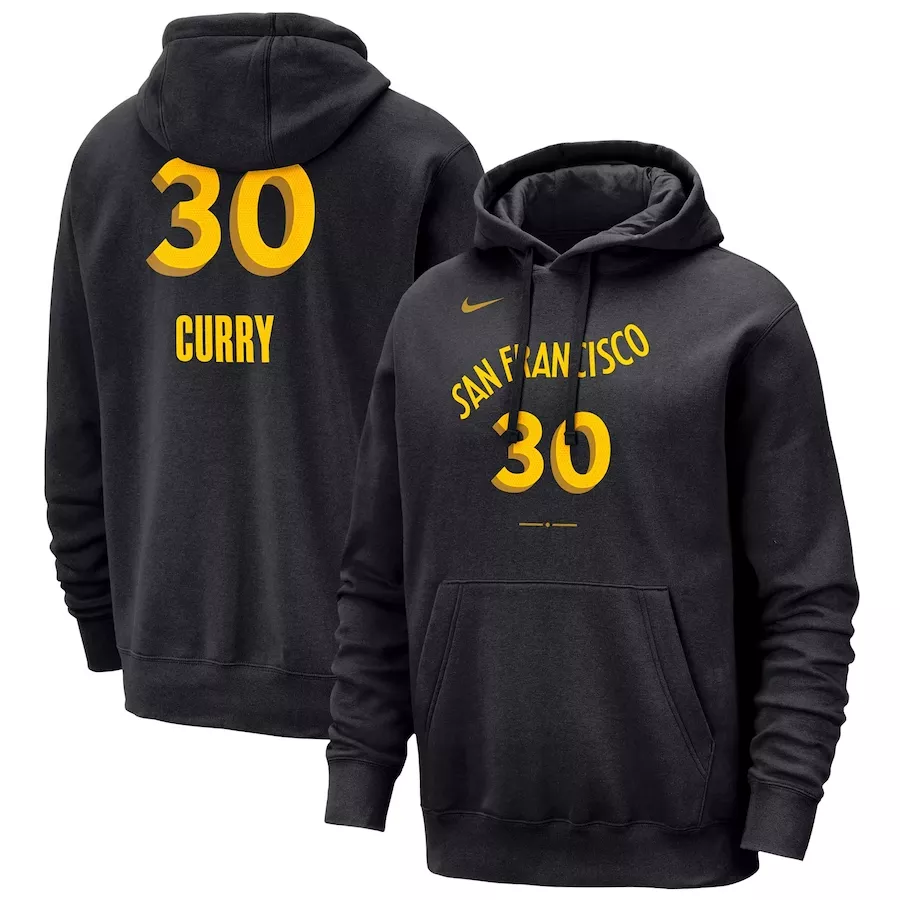 Men's Golden State Warriors Stephen Curry #30 Black Pullover Hoodie 2023/24 - City Edition - thejerseys