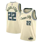 Men's Milwaukee Bucks Khris Middleton #22 Cream Swingman Jersey - City Edition - thejerseys