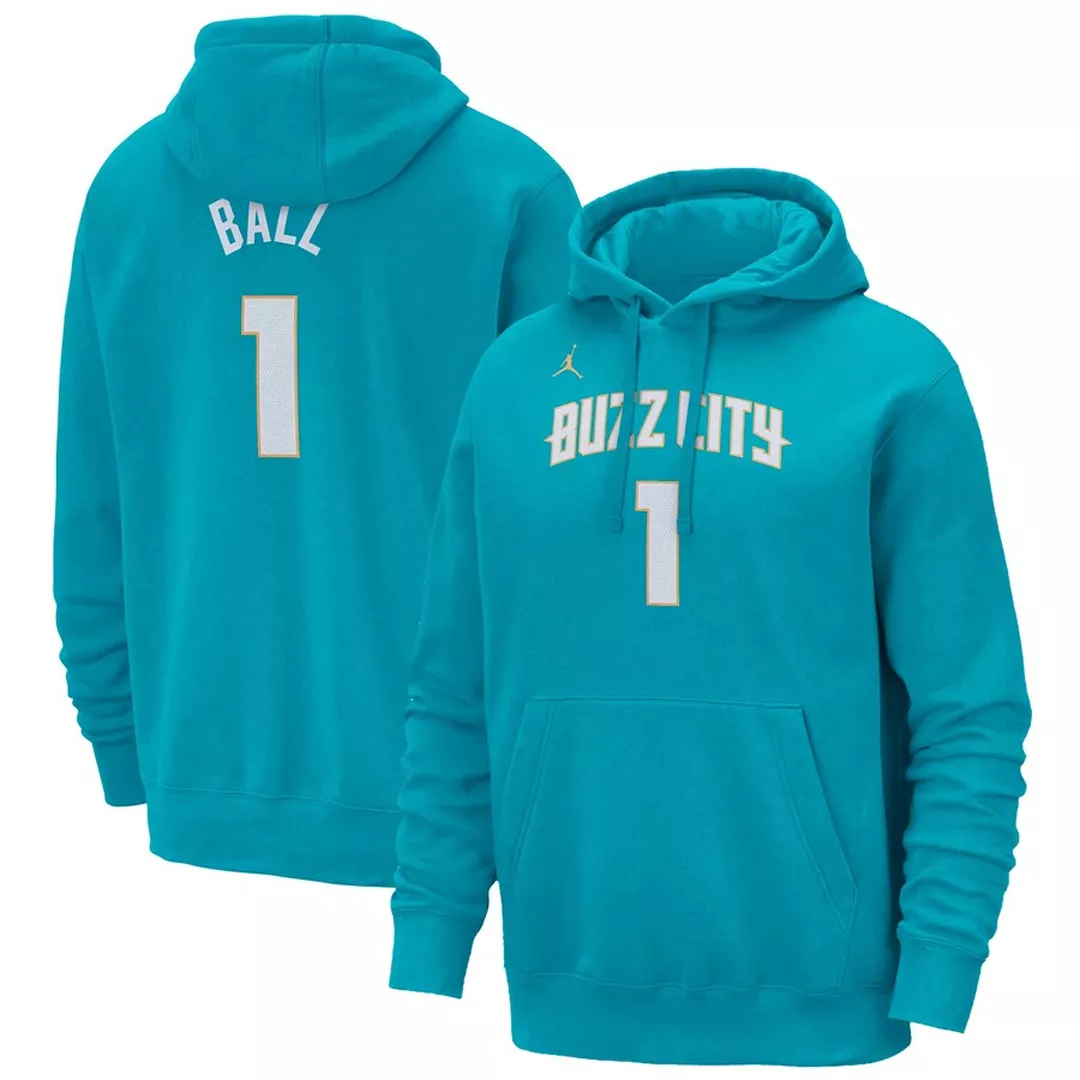 Men's Charlotte Hornets LaMelo Ball #1 Teal Pullover Hoodie 2023/24 - City Edition