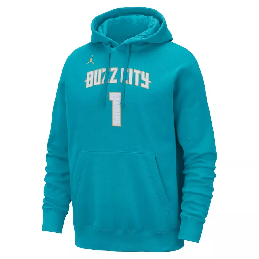 Men's Charlotte Hornets LaMelo Ball #1 Teal Pullover Hoodie 2023/24 - City Edition - thejerseys