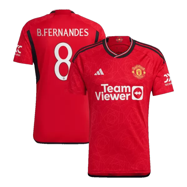 Men's Manchester United B.FERNANDES #8 Home Soccer Jersey 2023/24 UCL - thejerseys