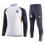 Real Madrid 1/4 Zip White Tracksuit Kit(Top+Pants) 2023/24 for Adults - thejerseys
