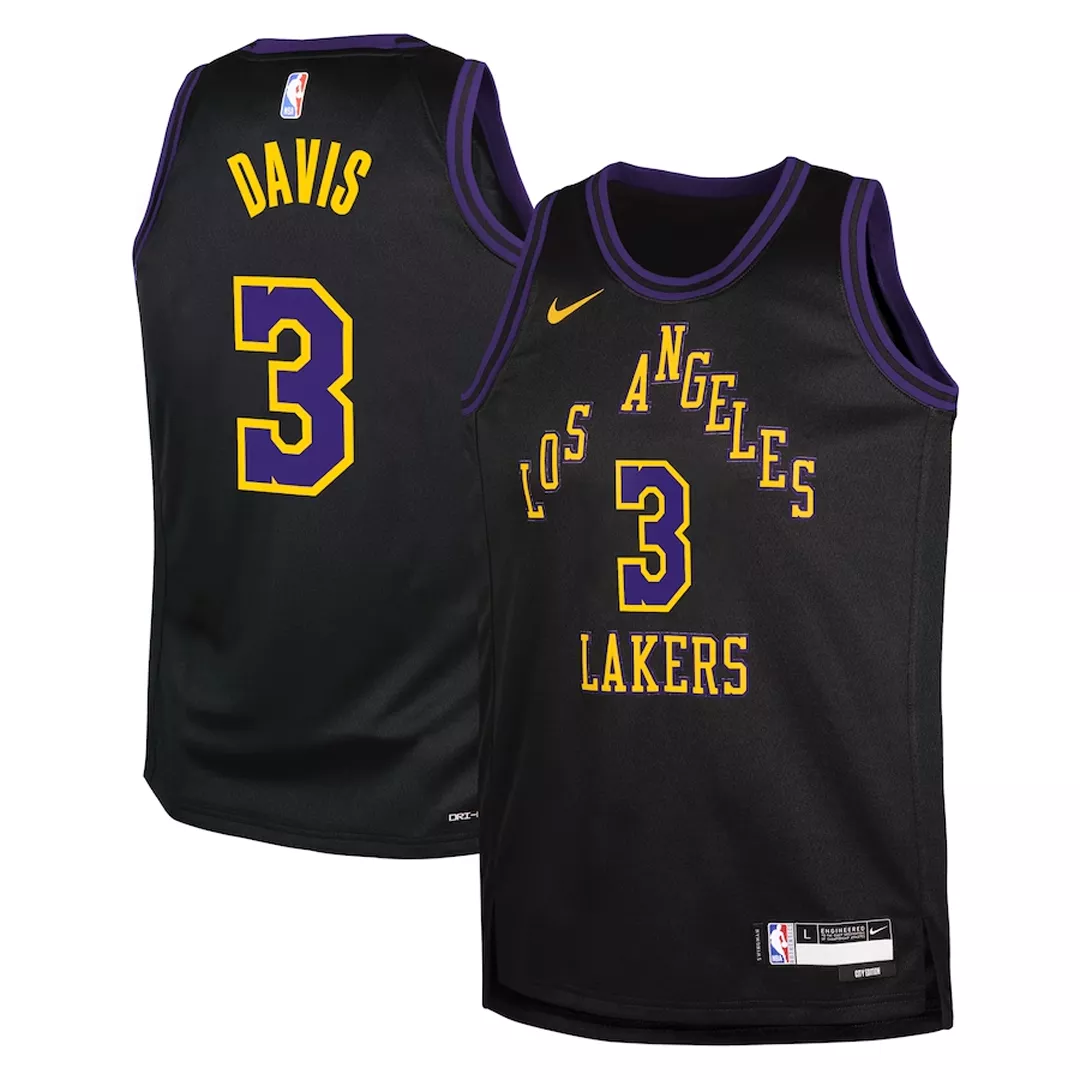 Youth Los Angeles Lakers Anthony Davis #3 Black Swingman Jersey 2023/24 - City Edition