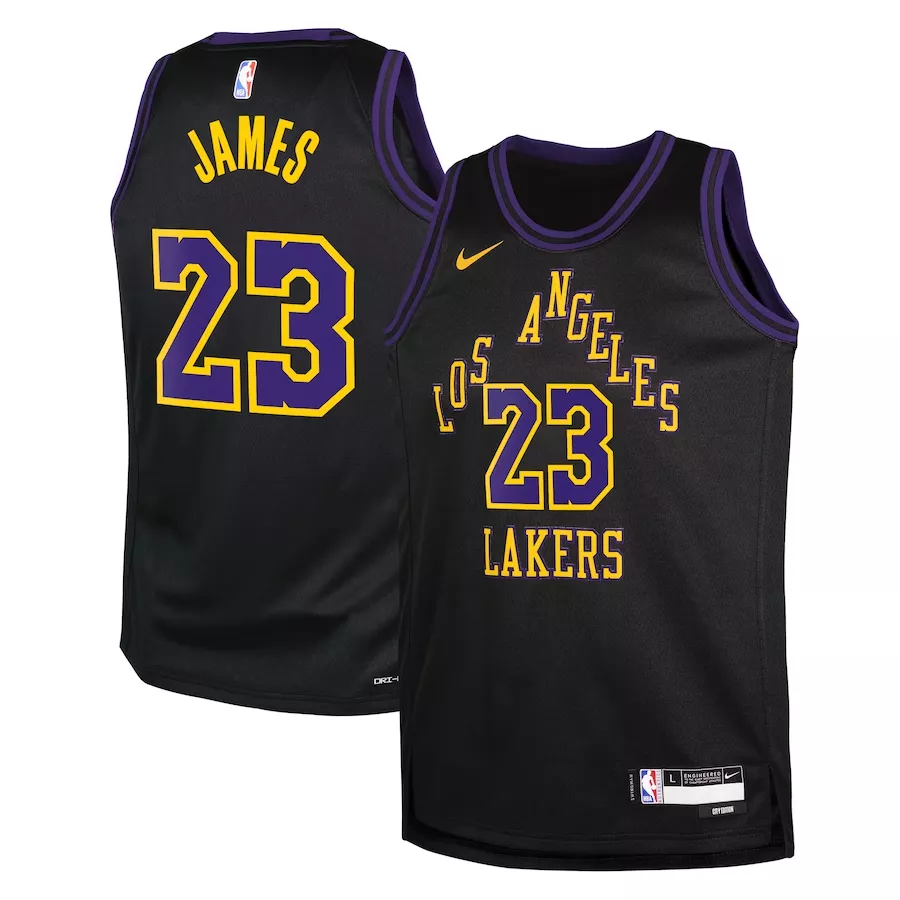 Youth Los Angeles Lakers Lebron James #23 Black Swingman Jersey 2023/24 - City Edition - thejerseys