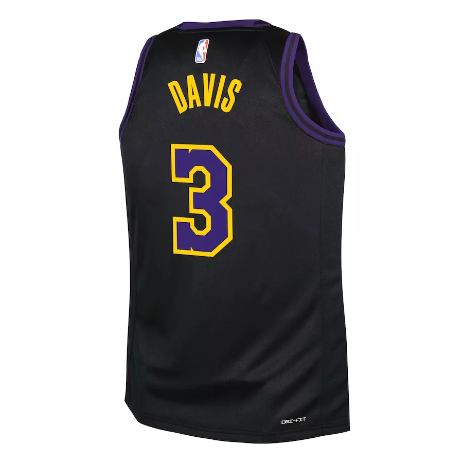 Youth Los Angeles Lakers Anthony Davis #3 Black Swingman Jersey 2023/24 - City Edition - thejerseys