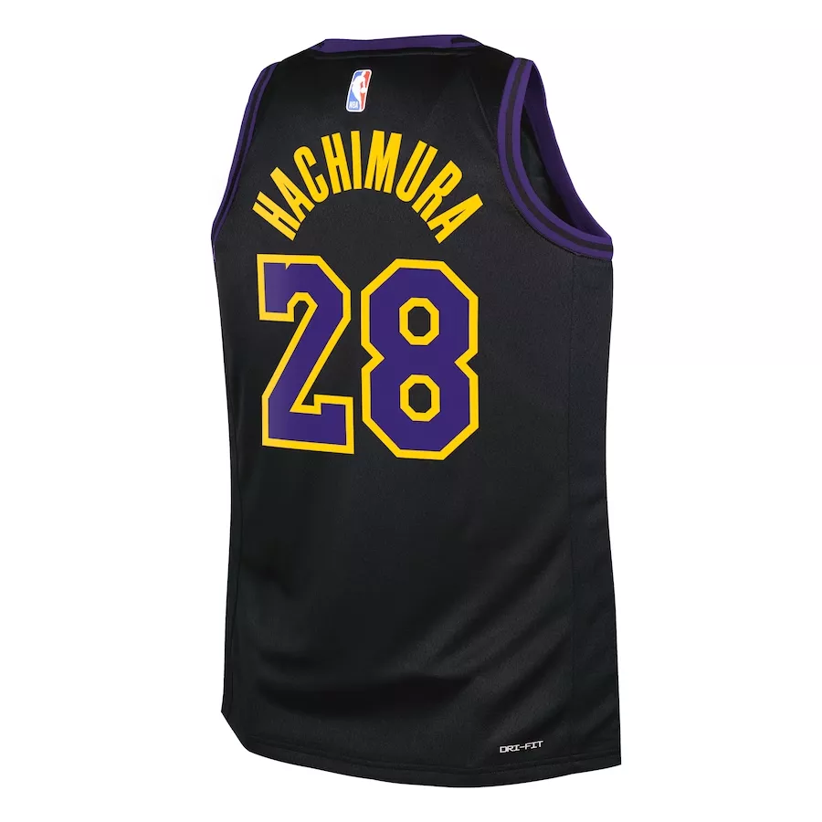 Youth Los Angeles Lakers Rui Hachimura #28 Black Swingman Jersey 2023/24 - City Edition - thejerseys