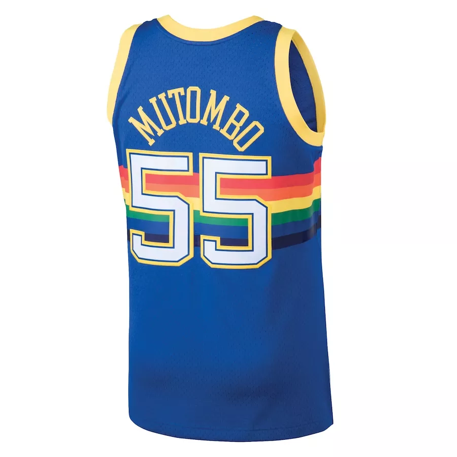 Men's Denver Nuggets Dikembe Mutombo #55 Blue Hardwood Classics Jersey 1991/92 - thejerseys