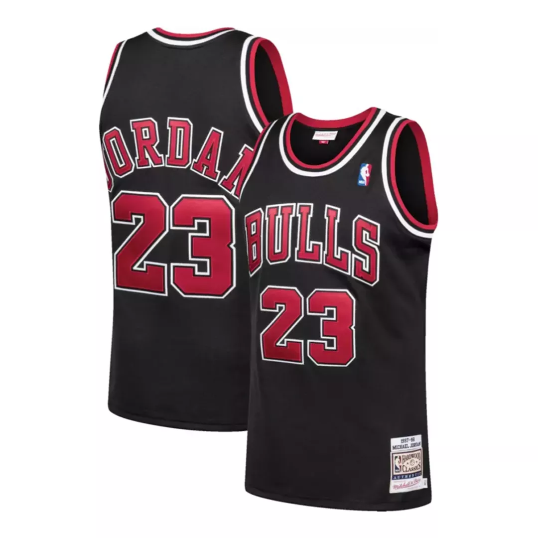 Men's Chicago Bulls Michael Jordan #23 Black Hardwood Classics Jersey 1997/98