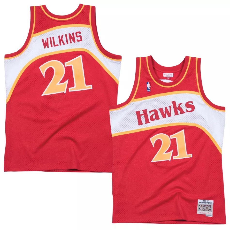 Men's Atlanta Hawks Dominique Wilkins #21 Hardwood Classics Swingman Jersey 1986/87 - thejerseys
