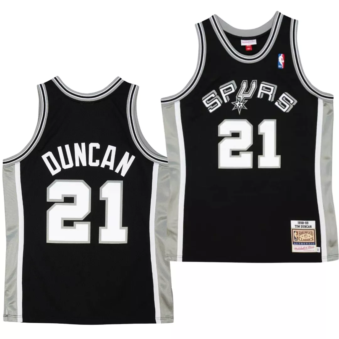 Men's San Antonio Spurs Tim Duncan #21 Black Hardwood Classics Jersey 1998/99