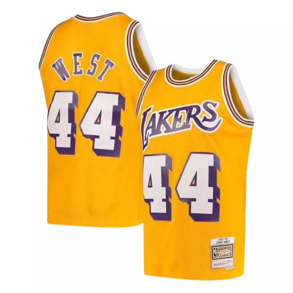 Men's Los Angeles Lakers Jerry West #44 Gold Hardwood Classics Swingman Jersey - thejerseys