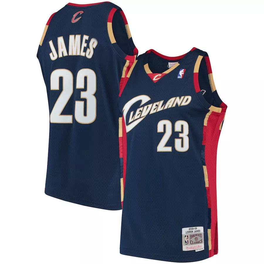 Men's Cleveland Cavaliers LeBron James #23 Navy Hardwood Classics Jersey 2008/09 - thejerseys