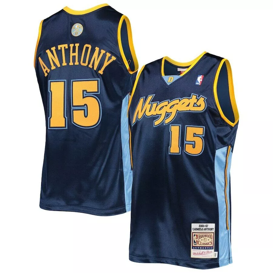 Men's Denver Nuggets Carmelo Anthony #15 Hardwood Classics Authentic Jersey 2006/07 - thejerseys