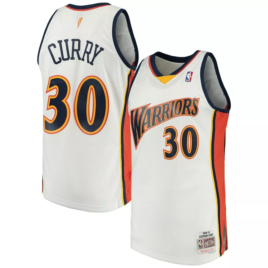 Men's Golden State Warriors Curry #30 White Hardwood Classics Jersey 2009/10 - thejerseys