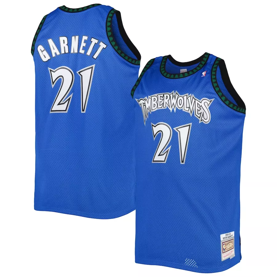 Men's Minnesota Timberwolves Kevin Garnett #21 Blue Hardwood Classics Jersey 2003/04 - thejerseys