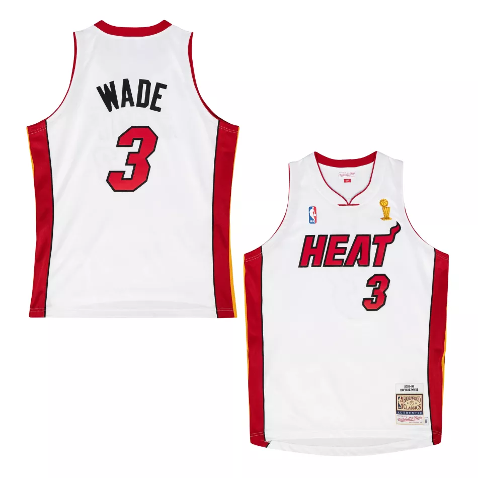 Men's Miami Heat Dwyane Wade #3 White Hardwood Classics Jersey 2005/06 - thejerseys