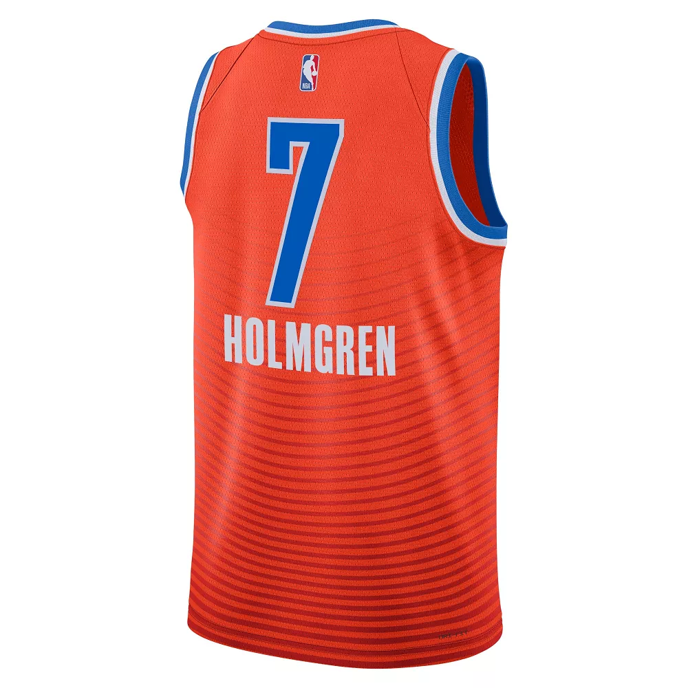 Men's Oklahoma City Thunder Chet Holmgren #7 Orange Swingman Jersey - Statement Edition - thejerseys