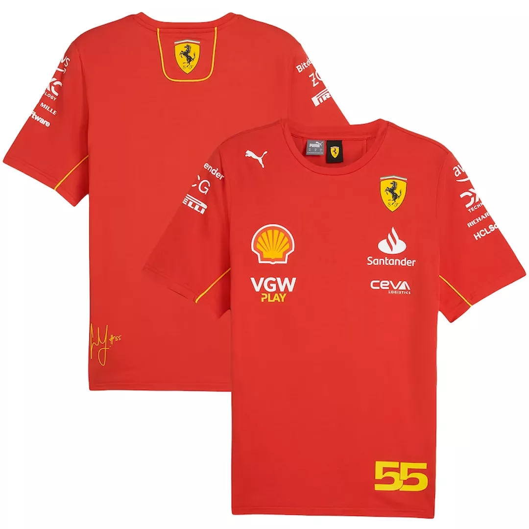 Ferrari F1 Racing Team Carlos Sainz #55 Red T-Shirt 2024