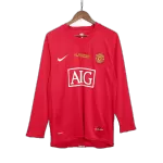 Manchester United Home Retro Long Sleeve Soccer Jersey 2007/08 - thejerseys