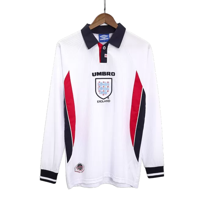 England Home Retro Long Sleeve Soccer Jersey 1998 - thejerseys