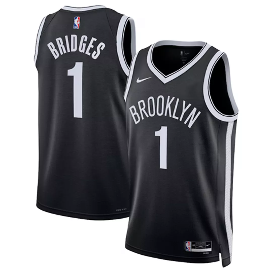 Men's Brooklyn Nets Mikal Bridges #1 Black Swingman Jersey 2022/23 - Icon Edition