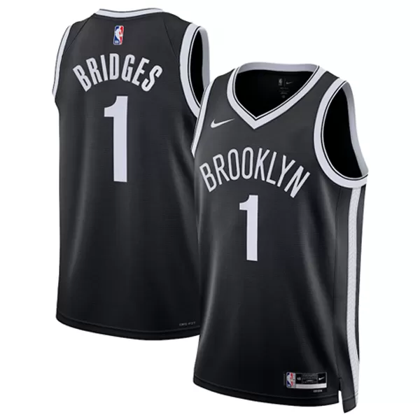 Men's Brooklyn Nets Mikal Bridges #1 Black Swingman Jersey 2022/23 - Icon Edition - thejerseys