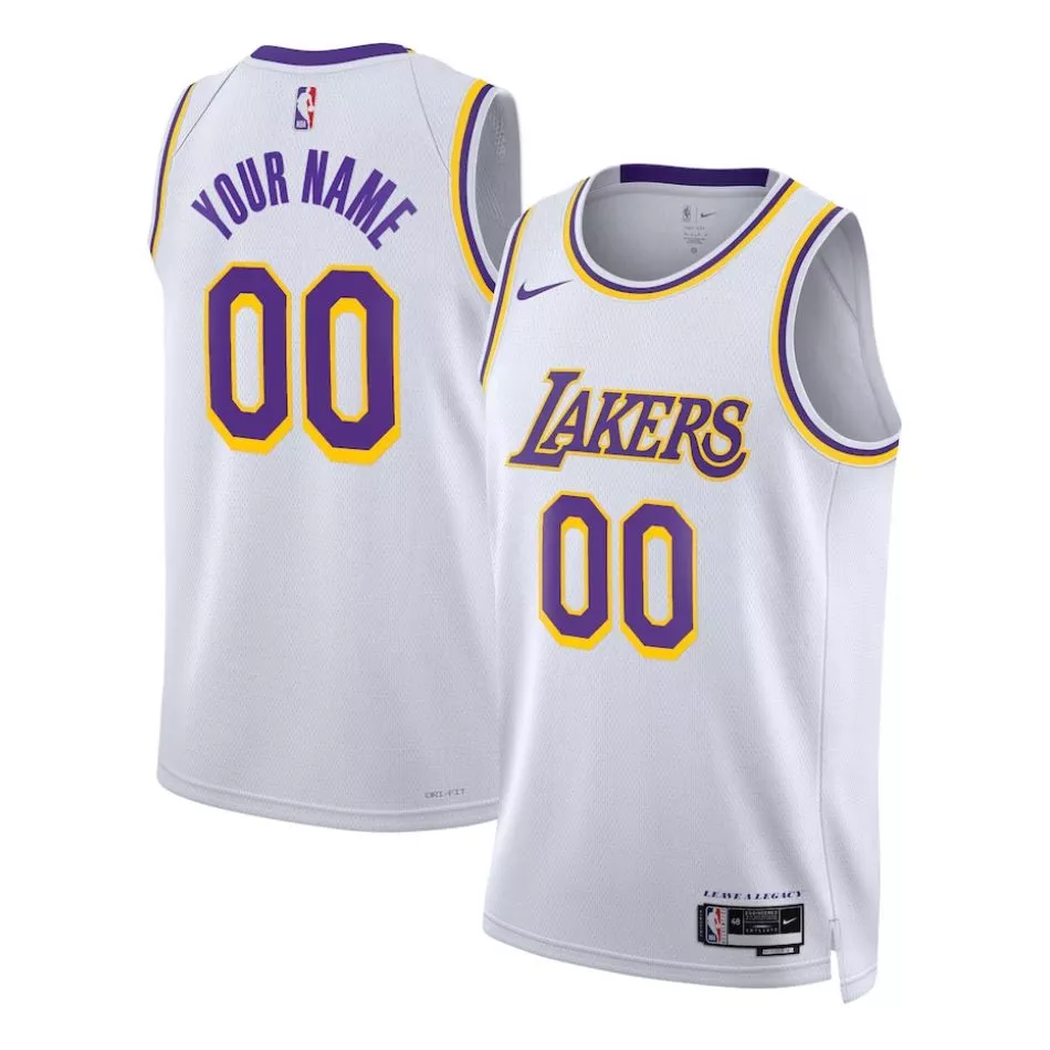 Men's Los Angeles Lakers Custom White Swingman Jersey - Association Edition - thejerseys