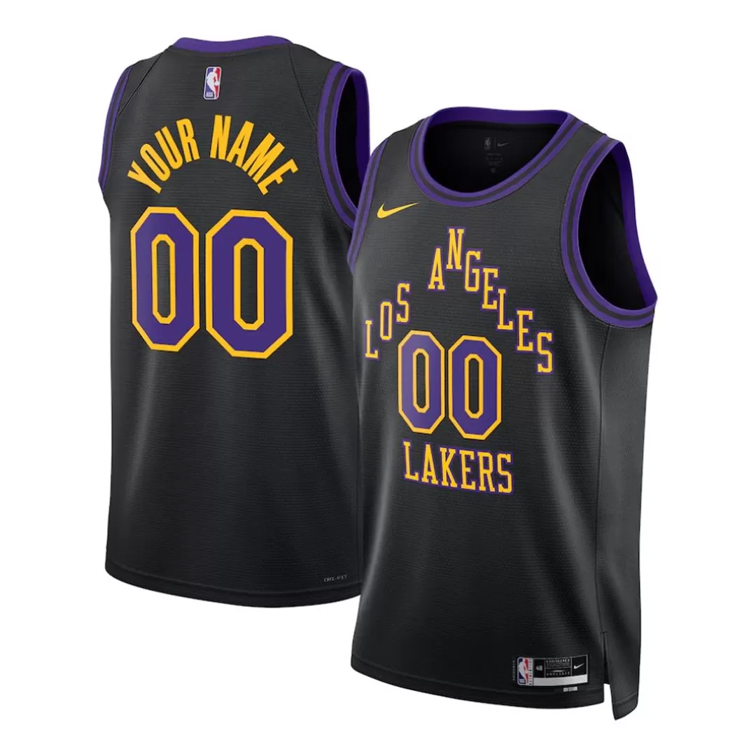Men's Los Angeles Lakers Custom Black Swingman Jersey 2023/24 - City Edition