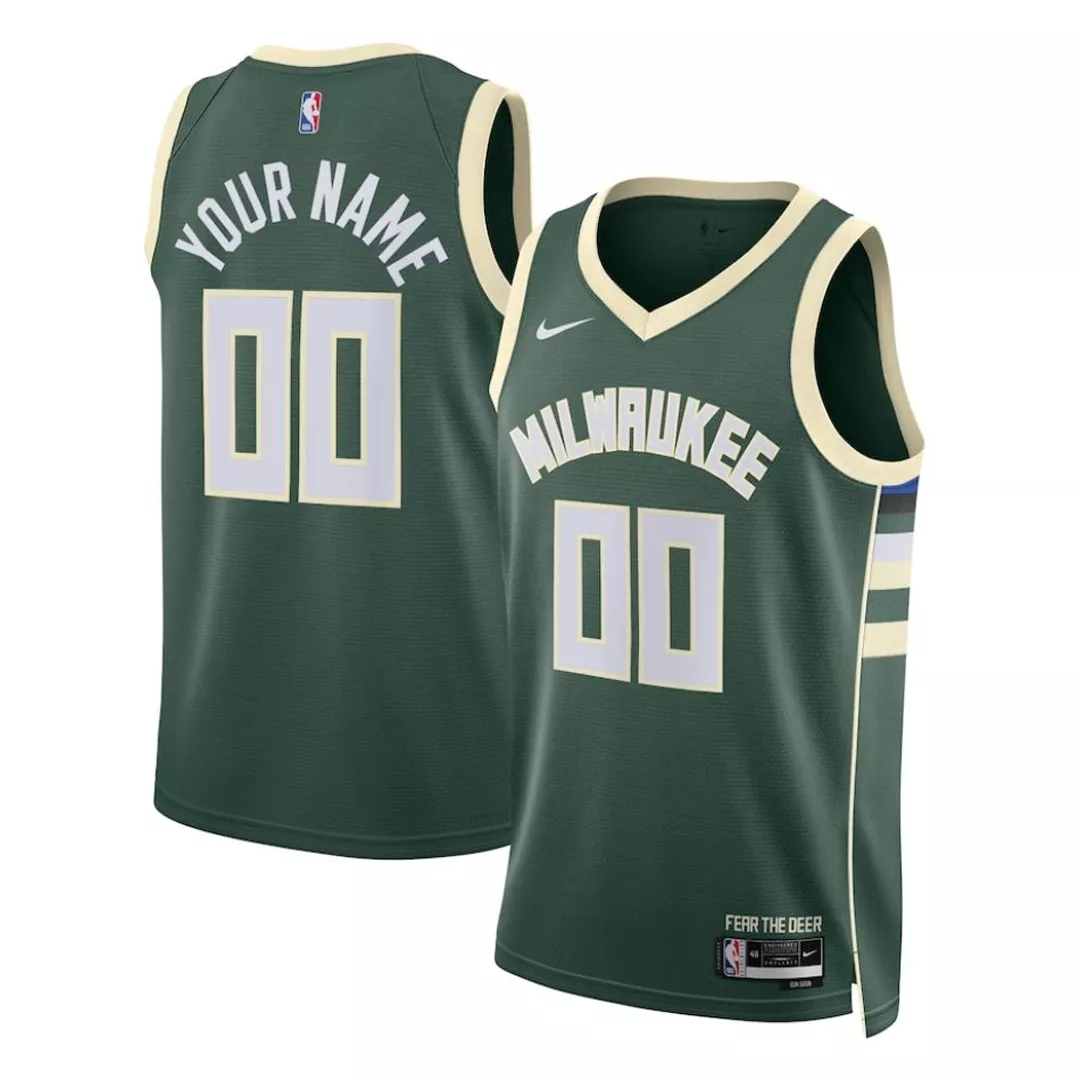 Men's Milwaukee Bucks Custom Green Swingman Jersey - Icon Edition