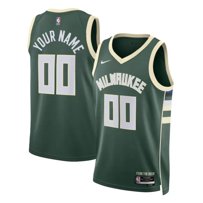 Men's Milwaukee Bucks Custom Green Swingman Jersey - Icon Edition - thejerseys