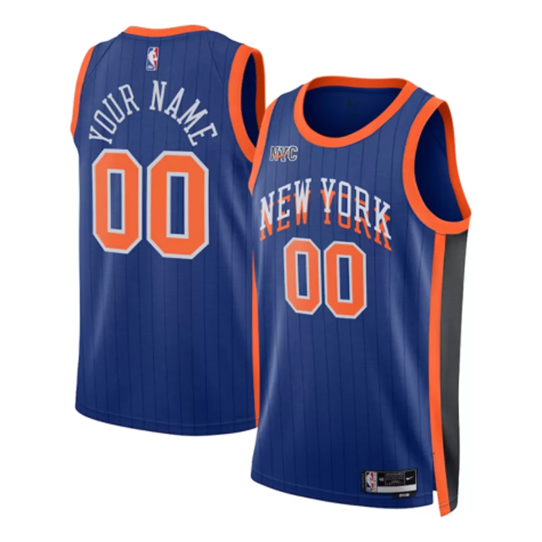 Men's New York Knicks Custom Blue Swingman Jersey 2023/24 - City Edition