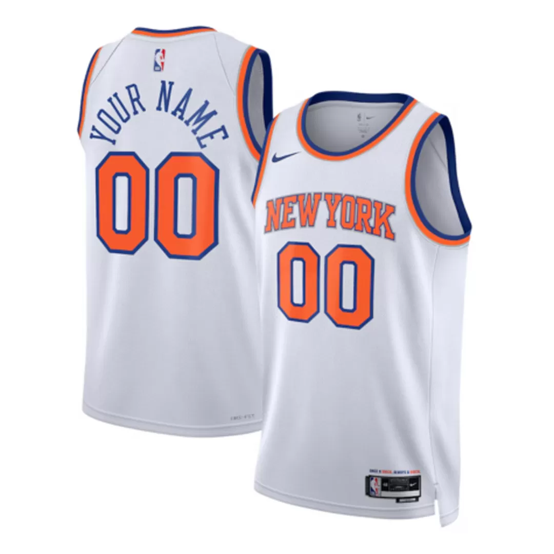 Men's New York Knicks Custom White Swingman Jersey - Association Edition