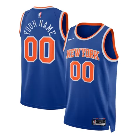 Men's New York Knicks Custom Blue Swingman Jersey - Icon Edition - thejerseys