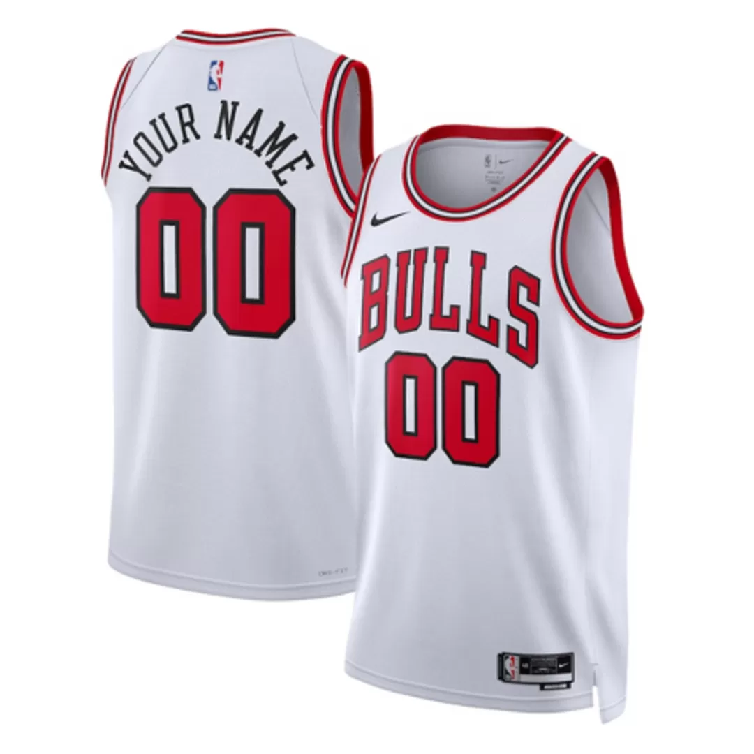 Men's Chicago Bulls Custom White Swingman Jersey - Association Edition