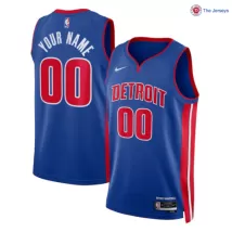 Men's Detroit Pistons Custom Blue Swingman Jersey - Icon Edition - thejerseys