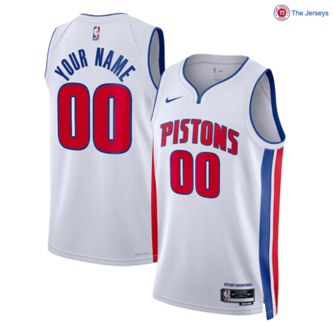 Men's Detroit Pistons Custom White Swingman Jersey - Association Edition