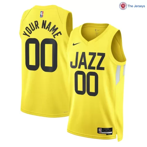 Men's Utah Jazz Custom Gold Swingman Jersey - Icon Edition - thejerseys