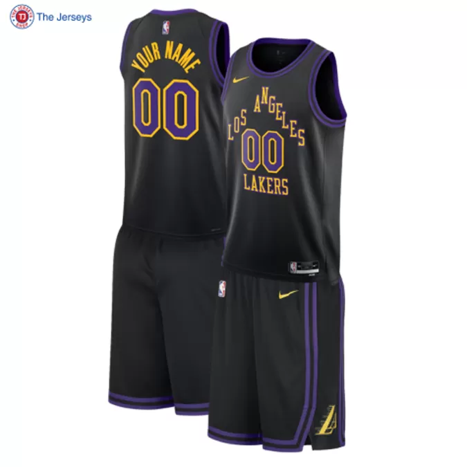 Men's Los Angeles Lakers Custom Black City Swingman Uniform 2023/24 - thejerseys