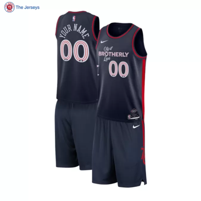 Men's Philadelphia 76ers Custom Navy City Swingman Uniform 2023/24 - thejerseys