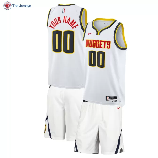 Men's Denver Nuggets Custom White Association Swingman Uniform 2023/24 - thejerseys