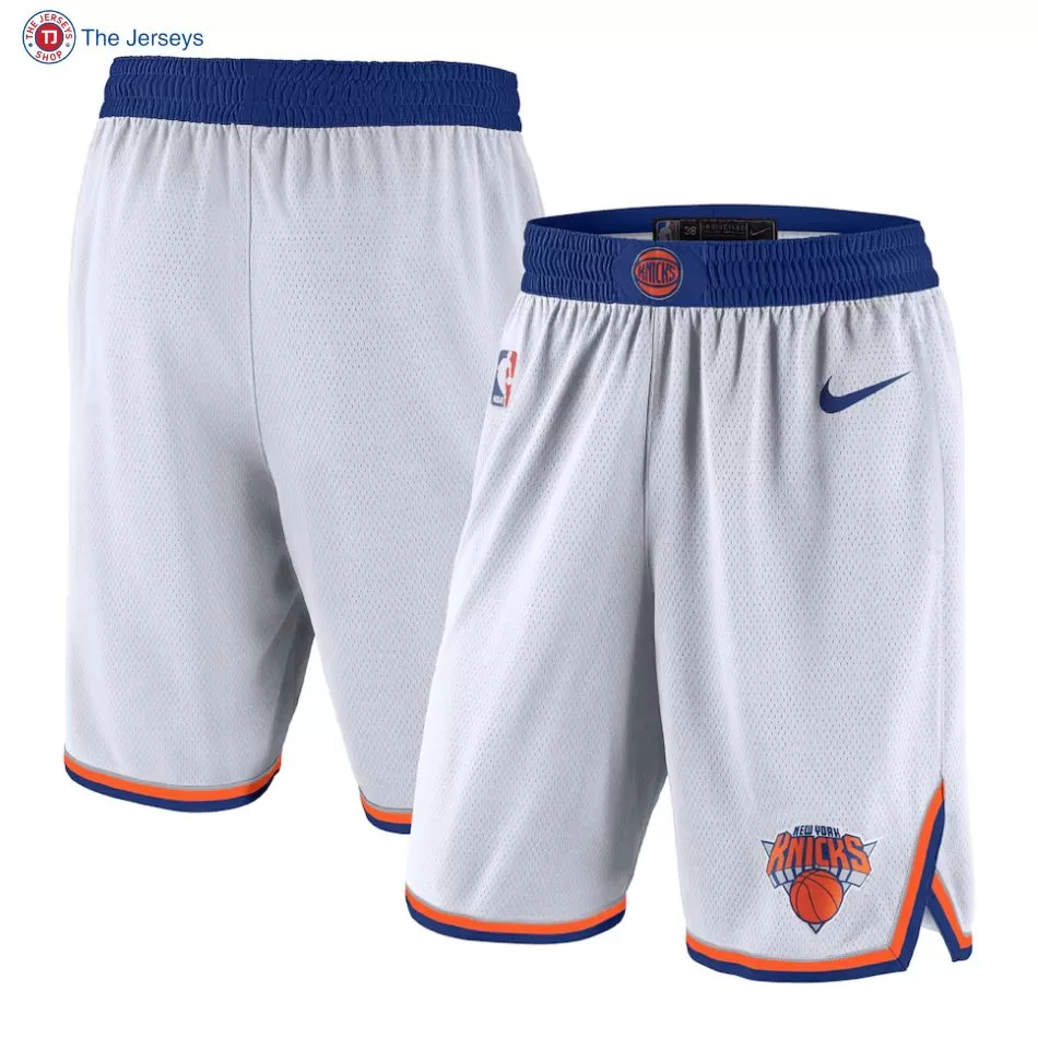 Men's New York Knicks White Swingman Basketball Shorts - Association Edition - thejerseys