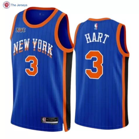Men's New York Knicks Josh Hart #3 Blue Swingman Jersey 2023/24 - City Edition - thejerseys