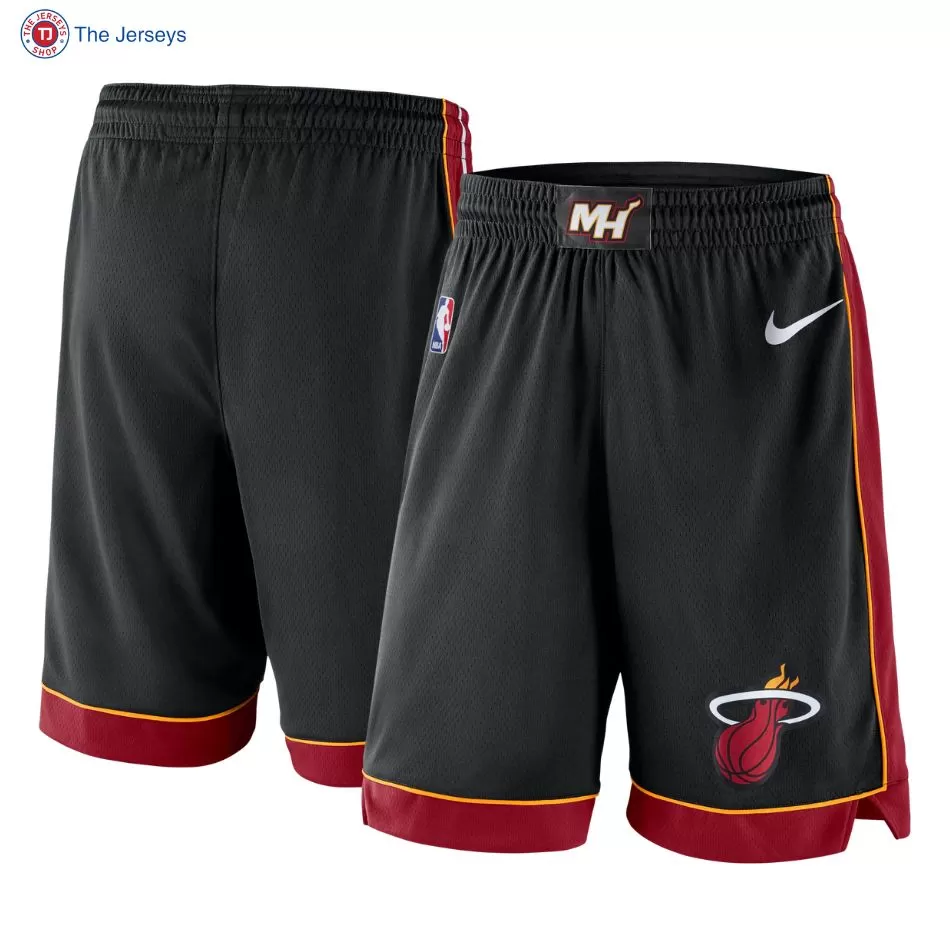 Men's Miami Heat Black Swingman Basketball Shorts 2019/20 - Icon Edition - thejerseys