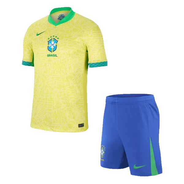 [Super Quailty] Men's Brazil Home Jersey (Jersey+Shorts) Kit Copa América 2024 - thejerseys