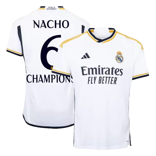 Men's Real Madrid NACHO #6 Home Soccer Jersey 2023/24 - CHAMPIONS - thejerseys