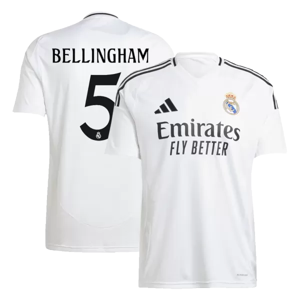 [Super Quailty] Men's Real Madrid BELLINGHAM #5 Home Soccer Jersey 2024/25 - thejerseys