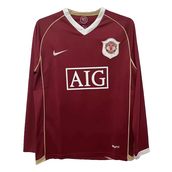 Manchester United Home Retro Long Sleeve Soccer Jersey 2006/07 - thejerseys